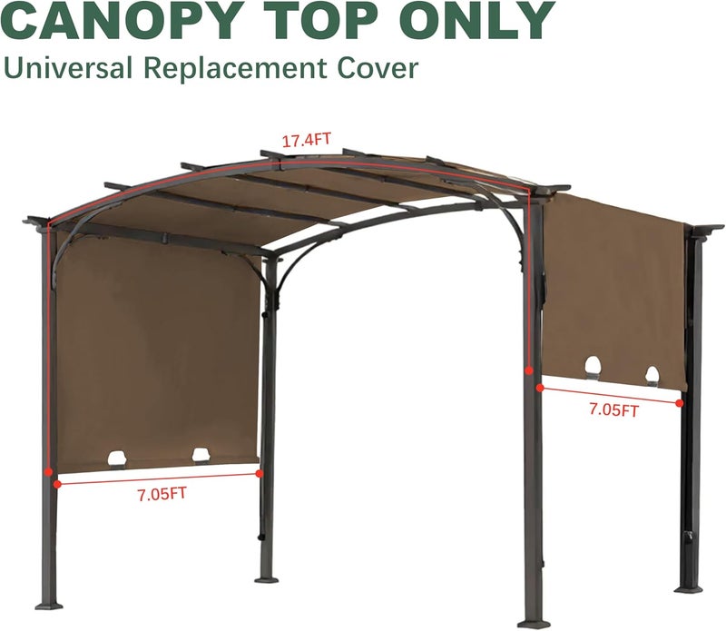 SCOMANAGE 85''x 208'' Universal Doubleton Steel Pergola Replacement Cover for Pergola L-PG080PST, (Brown) - Image 2